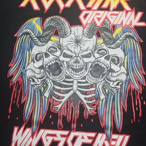 Rockstar Original Wings Of Hell Skull Black T-shirt Women's/ Ladies Large